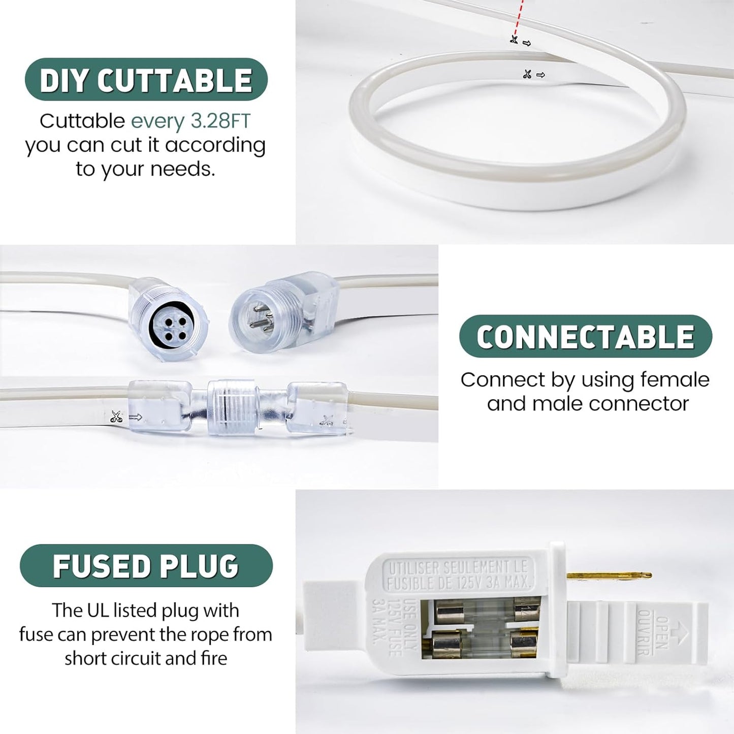 GZBtech RGB LED Neon Rope Lights 133FT/40M, AC 110-120V Waterproof Color Changing LED Rope with Remote Controller, Dimmable Multi Color Neon Rope Lighting for Indoor Outdoor Commercial Use