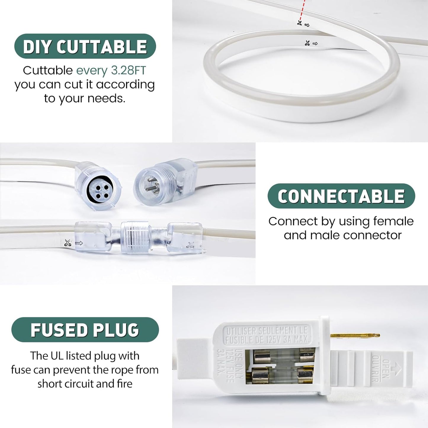 GZBtech RGB LED Neon Rope Lights 82FT/25M, AC 110-120V Waterproof Color Changing LED Rope with Remote Controller, Dimmable Multi Color Neon Rope Lighting for Indoor Outdoor Commercial Use