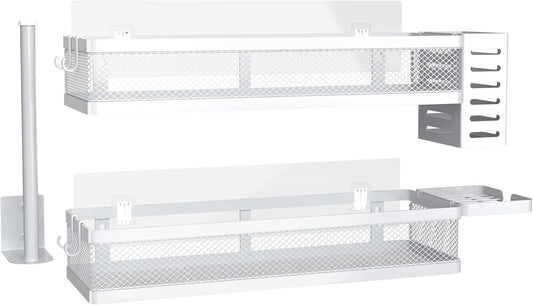 PUSDON Metal Wall Hanging Basket 2 Packs DIY Suitable for Multiple Scenes - Large White Netting Set