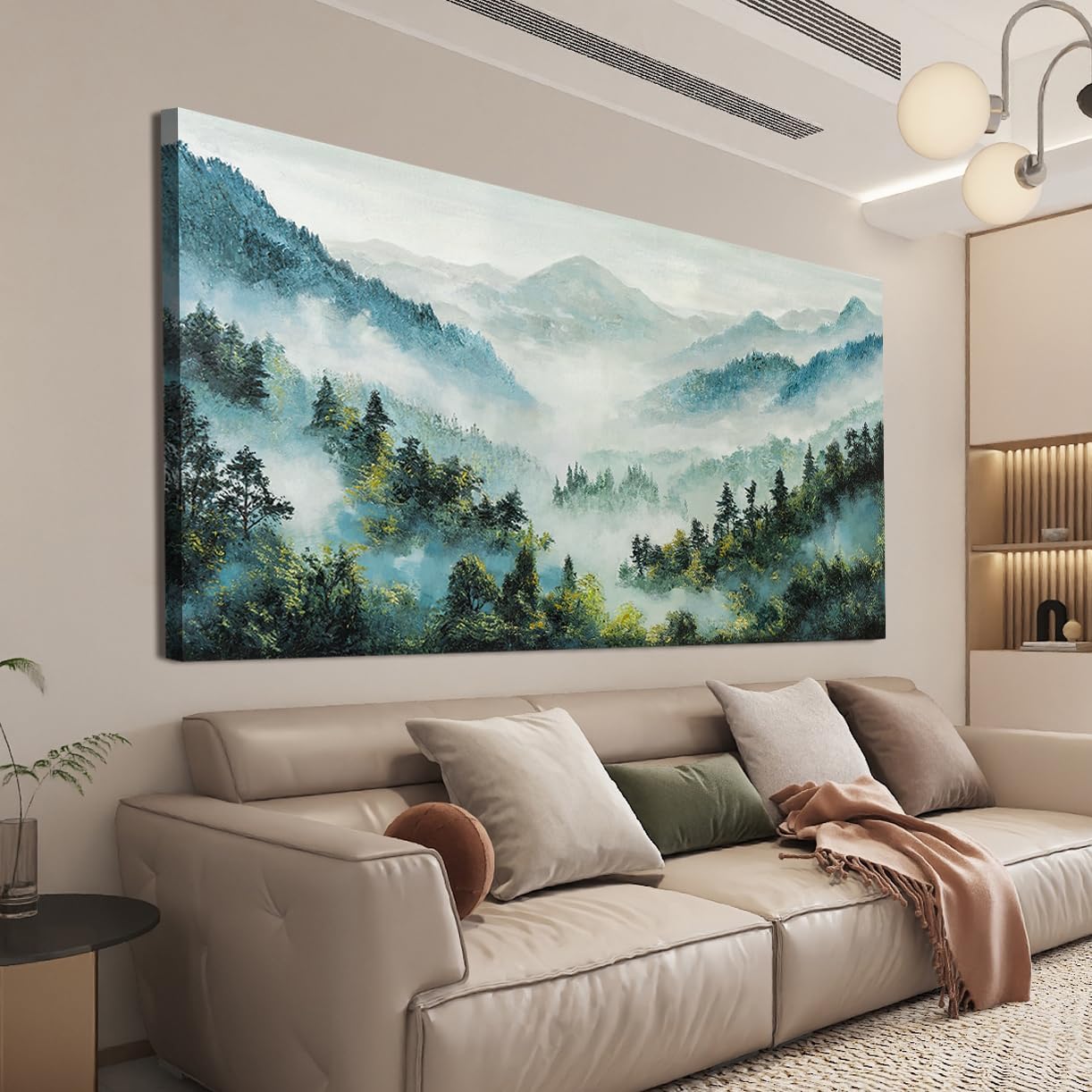 Canvas Wall Art Decor Art Work for Wall Decor Mountain Botanical Wall Art Decor White Foggy Forest Wall Art Landscape Wall Art for Living Room Art Work for Home Ofiice Bedroom Wall Decor 20"x40"