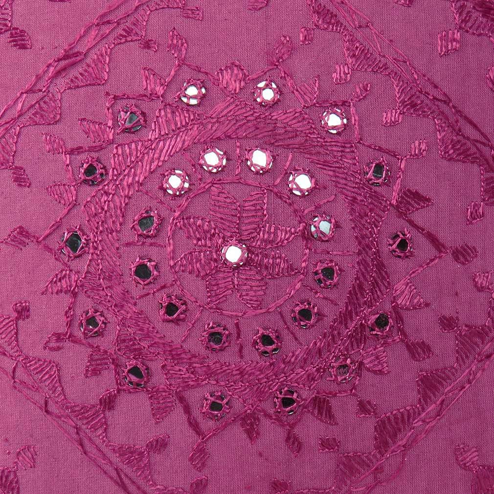 Eyes of India Embroidered Decorative Boho Throw Pillow Cover with Mirrors, Handmade Bohemian Accent Cushion Case for Sofa Couch Bedroom Living Room (Burgundy, 16" x 16")