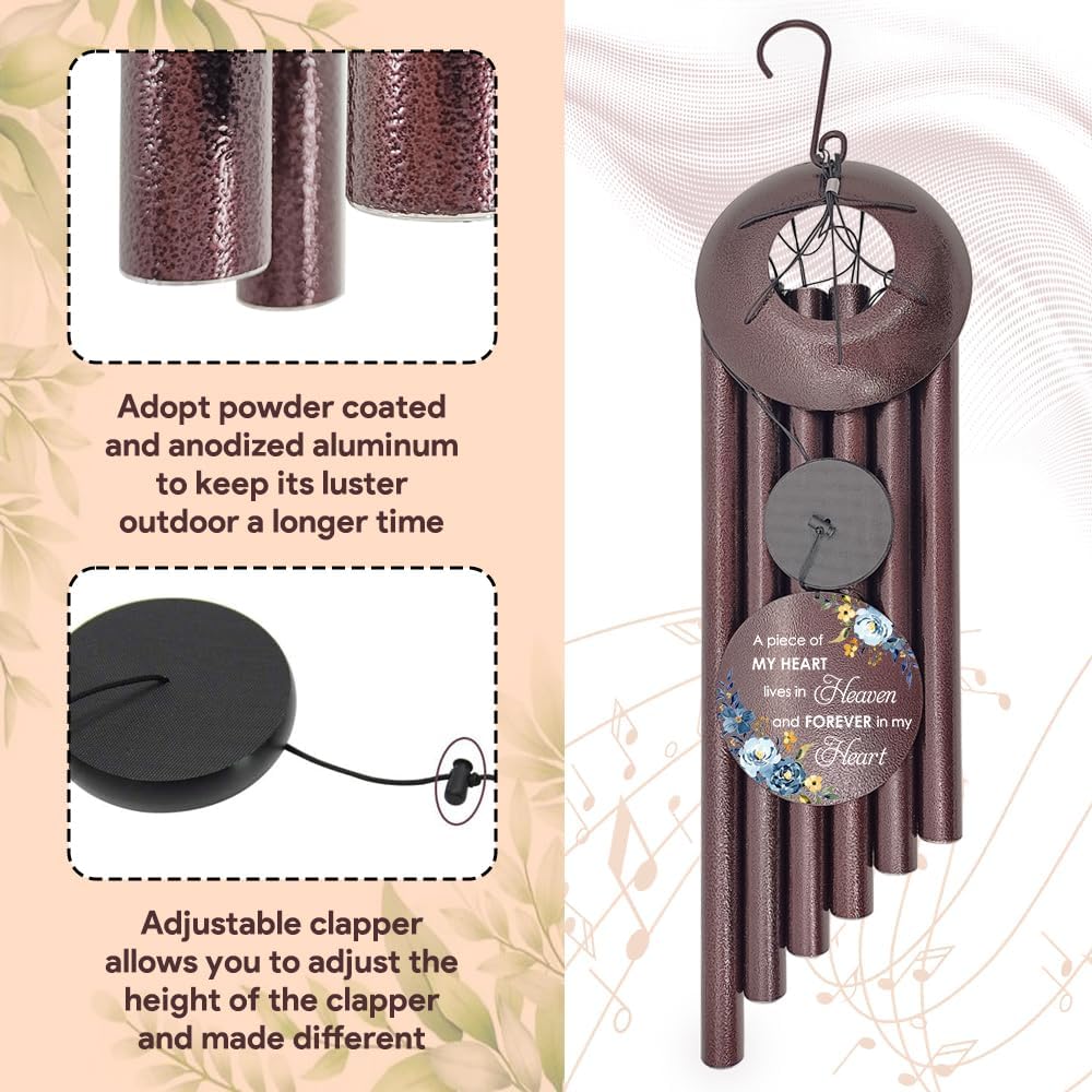Personalized Sympathy Wind Chimes, Sympathy Gifts for Loss of Mom, Windchimes in Memory of a Loved One, Commemorative Sympathy Bereavement Gifts for Condolences/Funeral (36 inch)