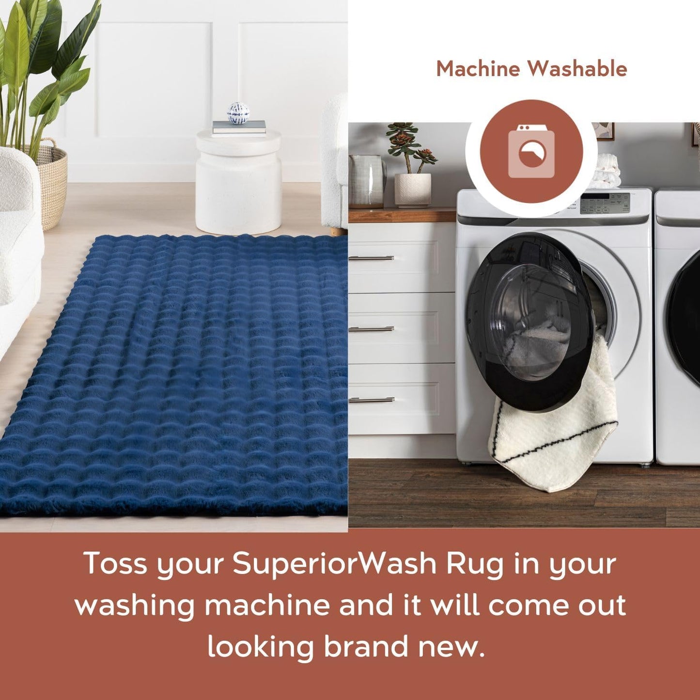 nuLOOM Jeni Checkered 3'9" x 6' Machine Washable Area Rug for Living Room Bedroom Dining Room Kitchen, Navy