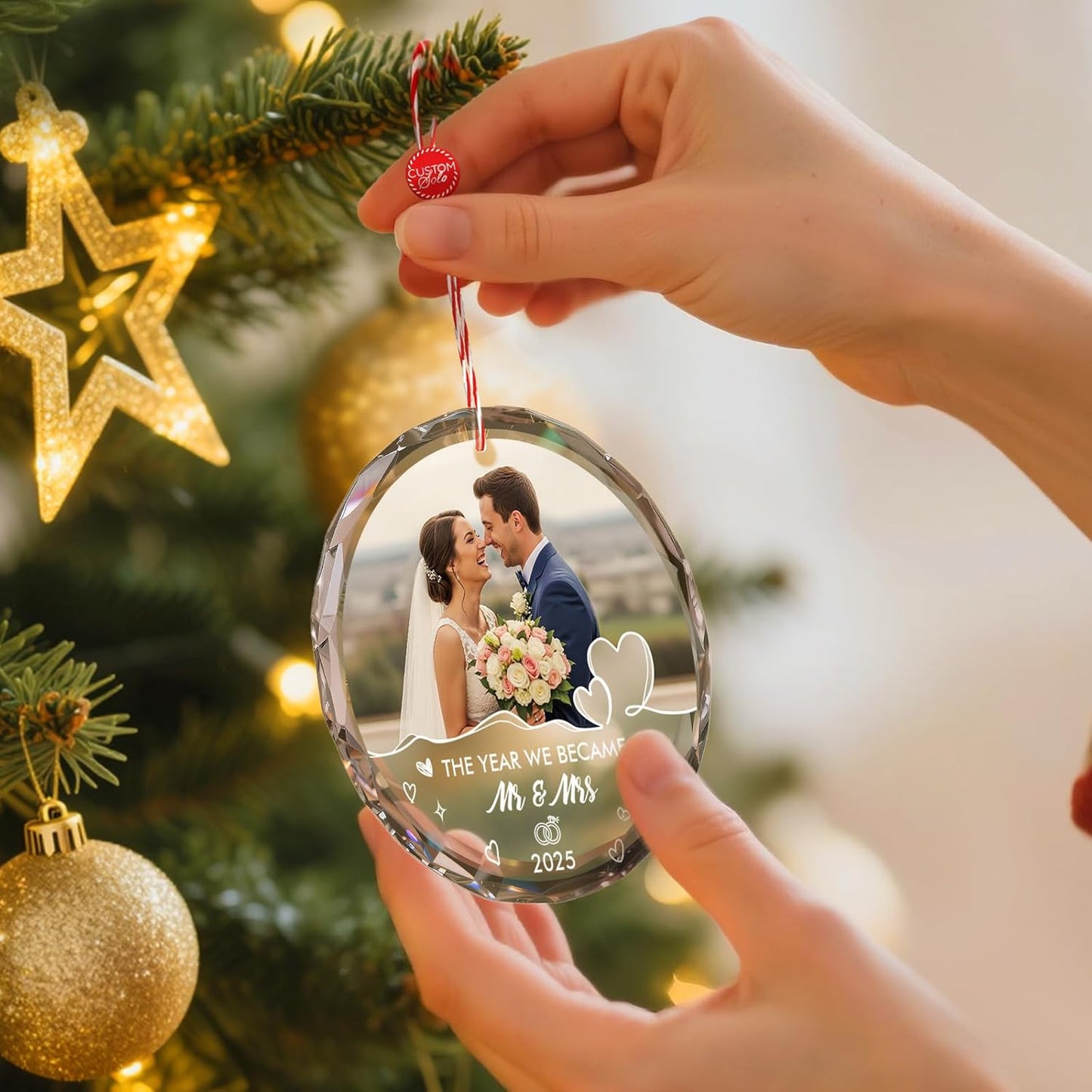 Bemaystar Personalized First Christmas Married Ornaments 2025–Personalized Wedding Gifts for Couples 2025–Bridal Shower Gifts–Just Married Gift for Newlywed Couple