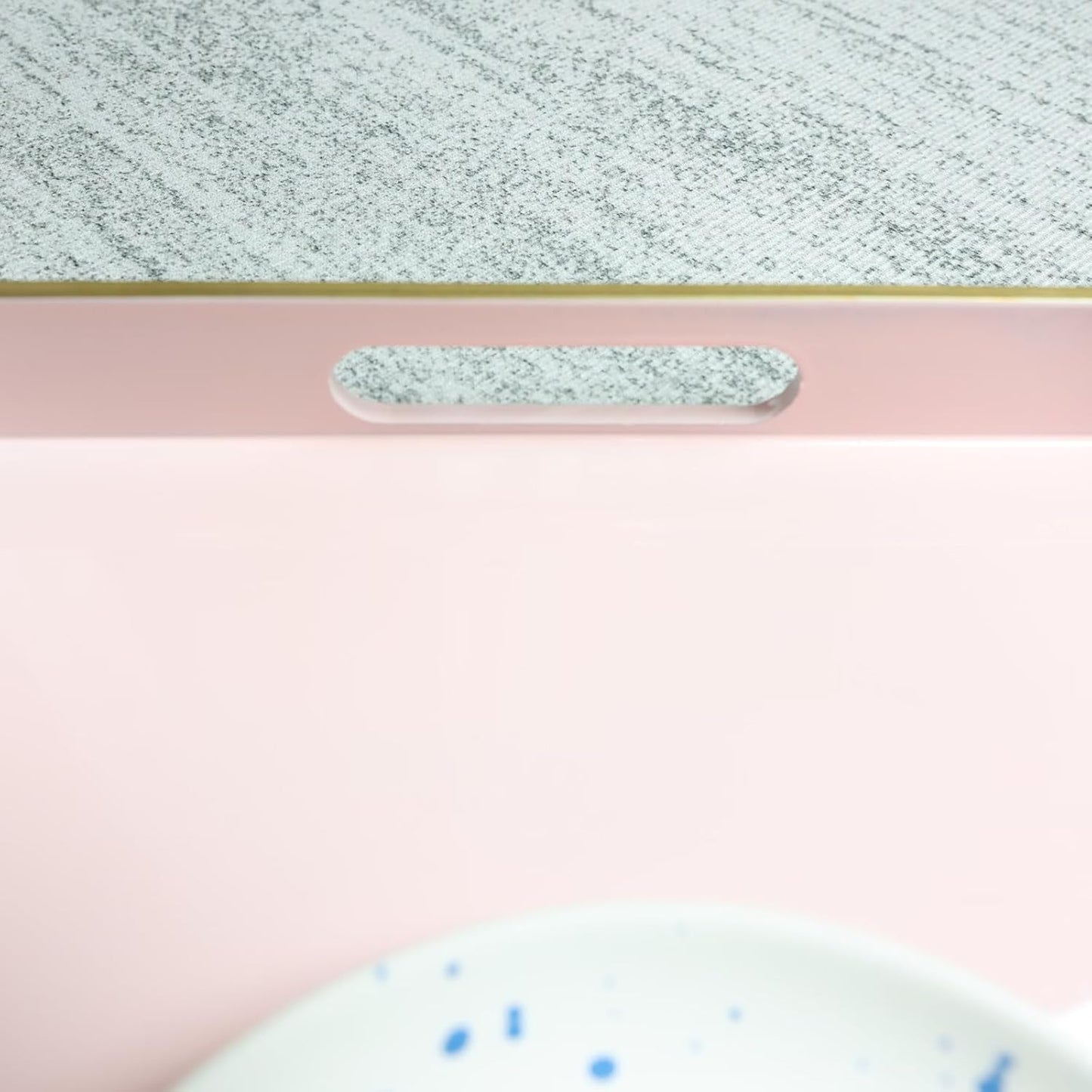 Spsyrine Pink Decorative Serving Tray with Handles, Elegant Plastic Coffee Table Tray for Ottoman, Living Room, Home Decor 15.6" X 10.2"