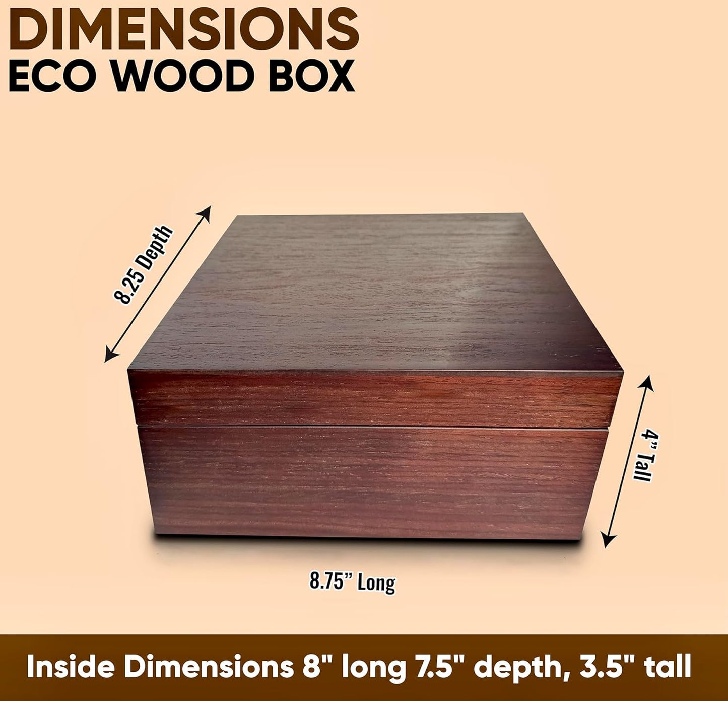 Blake & Lake Wooden Box with Hinged Lid - Solid Walnut Wood Eco Box - Wood Storage Box with Lid - Wooden Keepsake Box - Decorative wooden boxes with lids (Walnut)