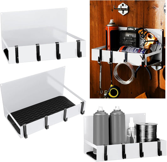 3 Pack Magnet Garage Organizer Magnetic Spice Rack for Refrigerator 20 lb Capacity Shelf Hanging Heavy Duty Magnetic Fridge Side for Organize Garage Tools (White)