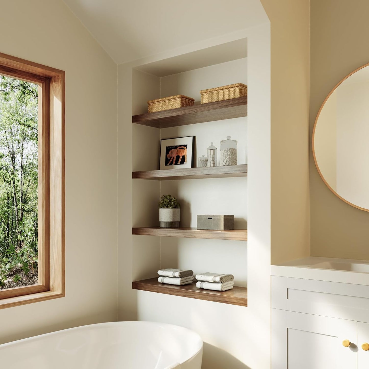 Large Floating Shelves for Wall Set of 1 Wooden Wall Shelves 24 in x 12.75 in x 2 in Room Decor Long Shelf with Invisible Wall Mount Bracket for Bedroom Kitchen Living Room Walnut