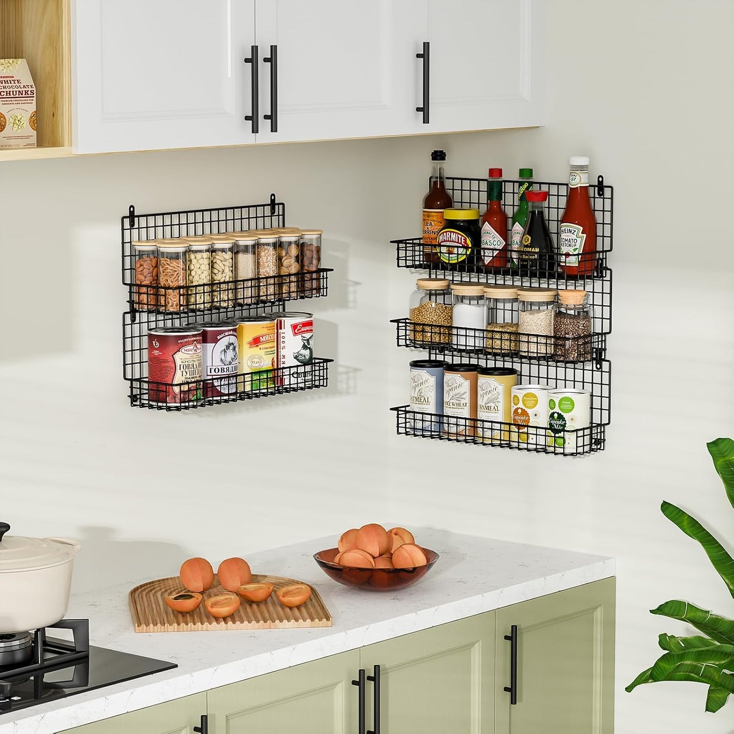 X-cosrack Spice Rack Wall Mount, 5 Tier Large Spice Rack Organizer for Efficient Storage, Height-Adjustable Hanging Spice Shelf for Kitchen and Pantry, Up to Storage 90 Jars(Patent No.:D909138S)