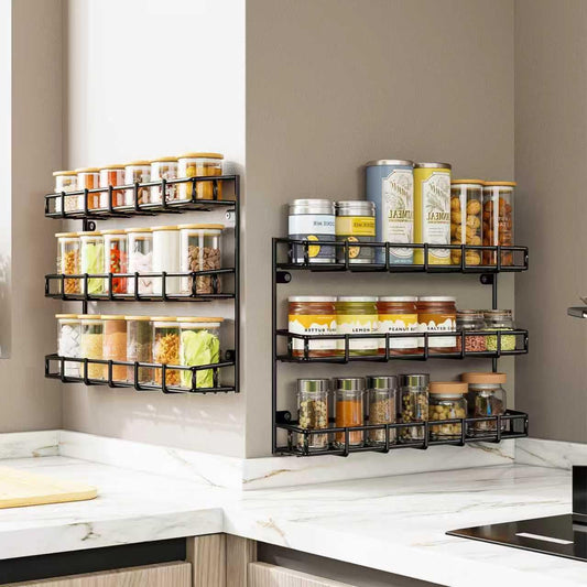 SUFAUY 2 Pack Spice Rack Wall Mount, 3 Tier Narrow Spice Rack Hanging Small Shelf for Cupboard, Black