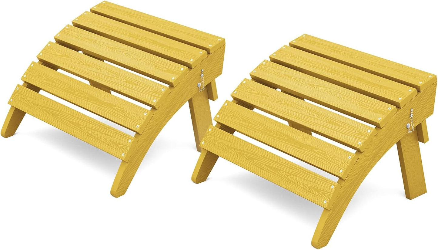KINGYES Folding Adirondack Ottomans Set of 2 for Adirondack Chair, Yellow