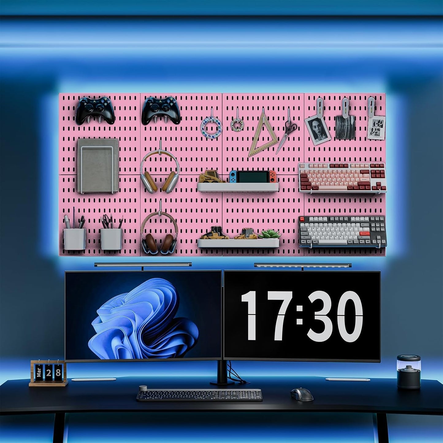 Pegboard Combination Kit, 25.2" x 25.2" Wall Mounted Storage Set with 4 Pegboards & 20 Accessories Hanging, Peg Boards Organizer