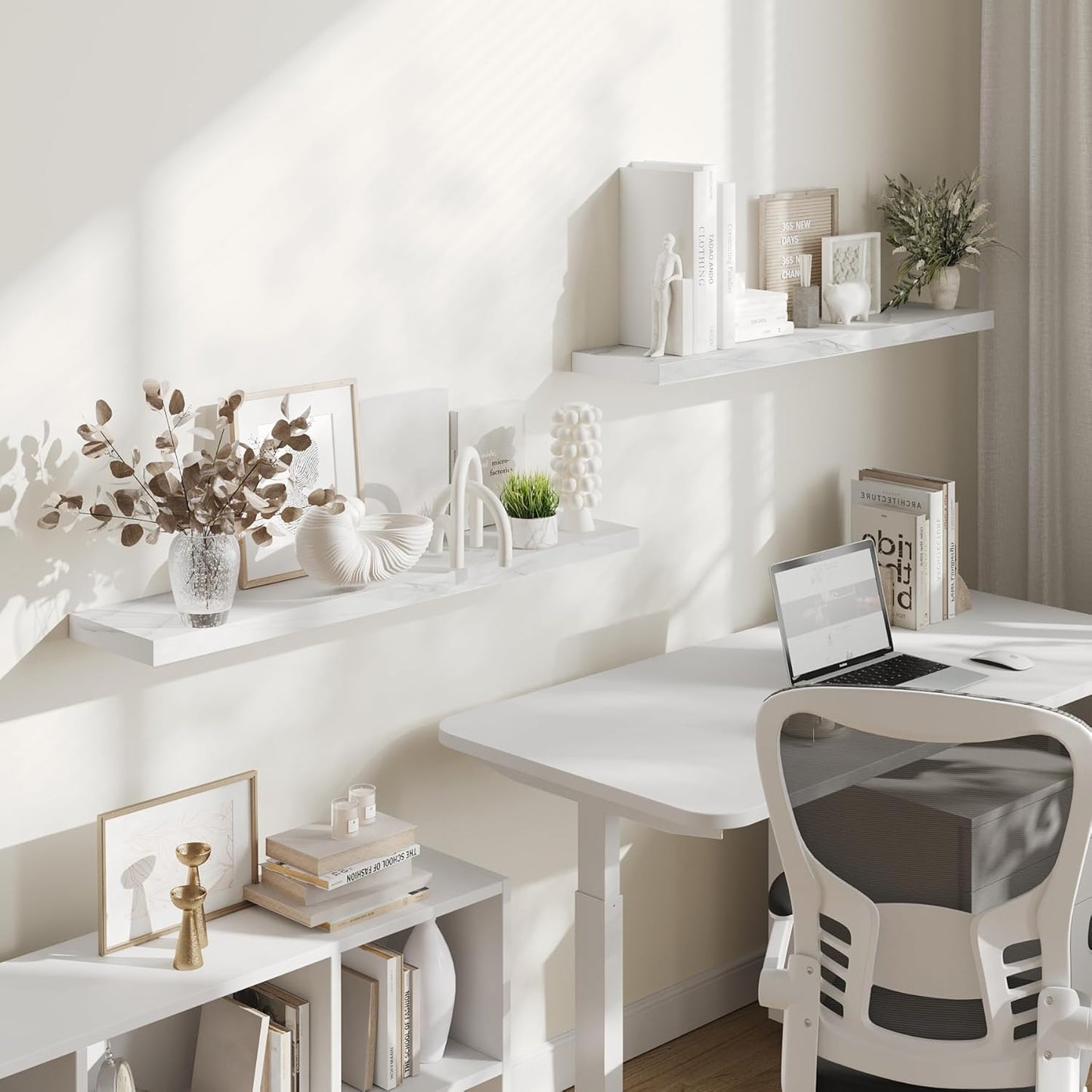 BAMEOS Floating Shelves,40 in W x 8in D Wall Mounted Wooden Shelves with Invisible Brackets Set of 2, Hanging Wall Shelves Decoration for Bedroom, Bathroom, Living Room and Kitchen