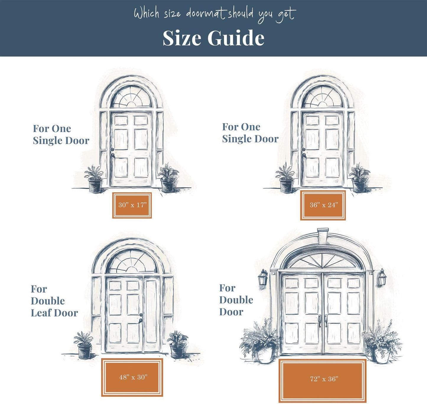 Barnyard Designs Natural Coco Coir Heavy Duty Backing Doormat - Large Cute Non-Slip Front Door Welcome Mat for Outside Entrance or Porch Entry, Brown (36x72, Plain Brown)