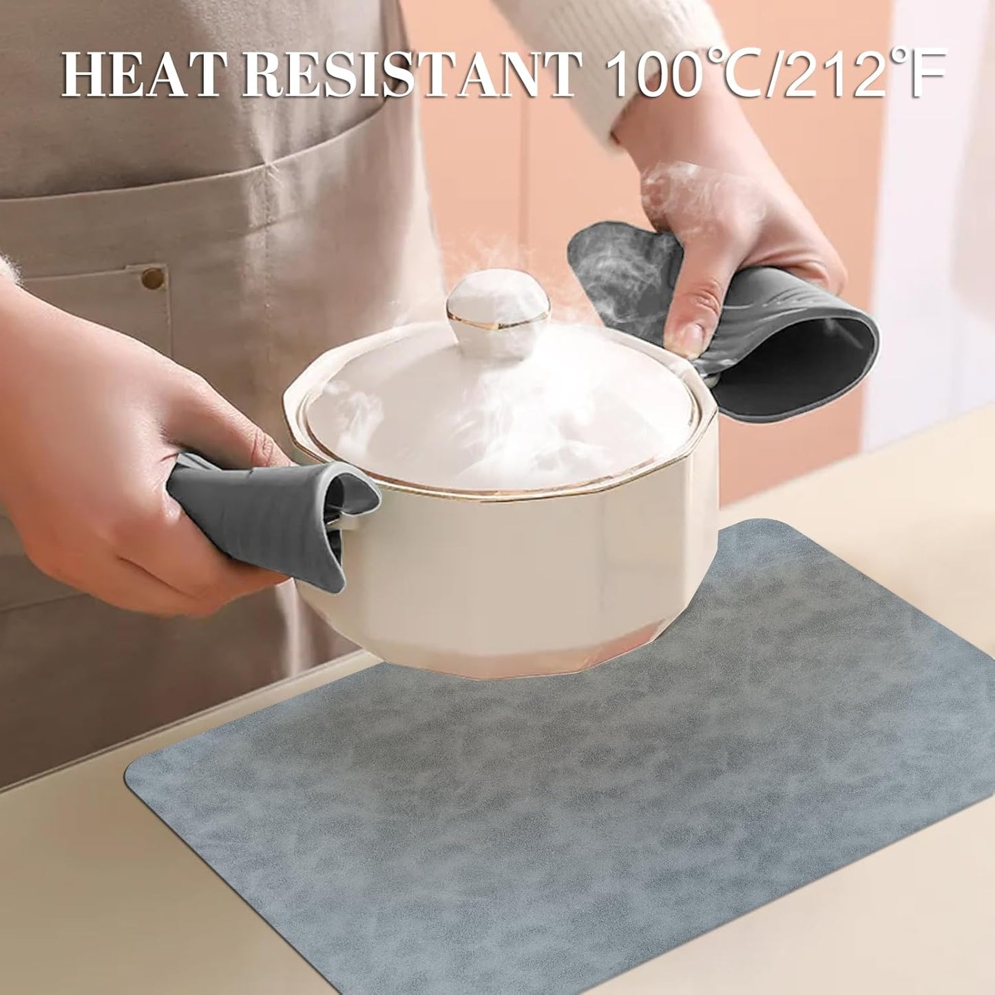 Faux Leather Placemats, Set of 4, 12''×17' Textures on Both Sides, Heat-Resistant, Waterproof and Oil-Proof, Reversible Place Mats for Kitchen, Dining Table,Outdoor-Grey&Dark Grey