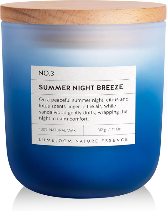 Summer Night Breeze Scented Candle, 11oz Aromatherapy Soy Wax Candles for Home Scented, Long Lasting, Fruits, Flower, Wood Scent Gift for Men, Women, Friends, Relaxation & Stress Relief
