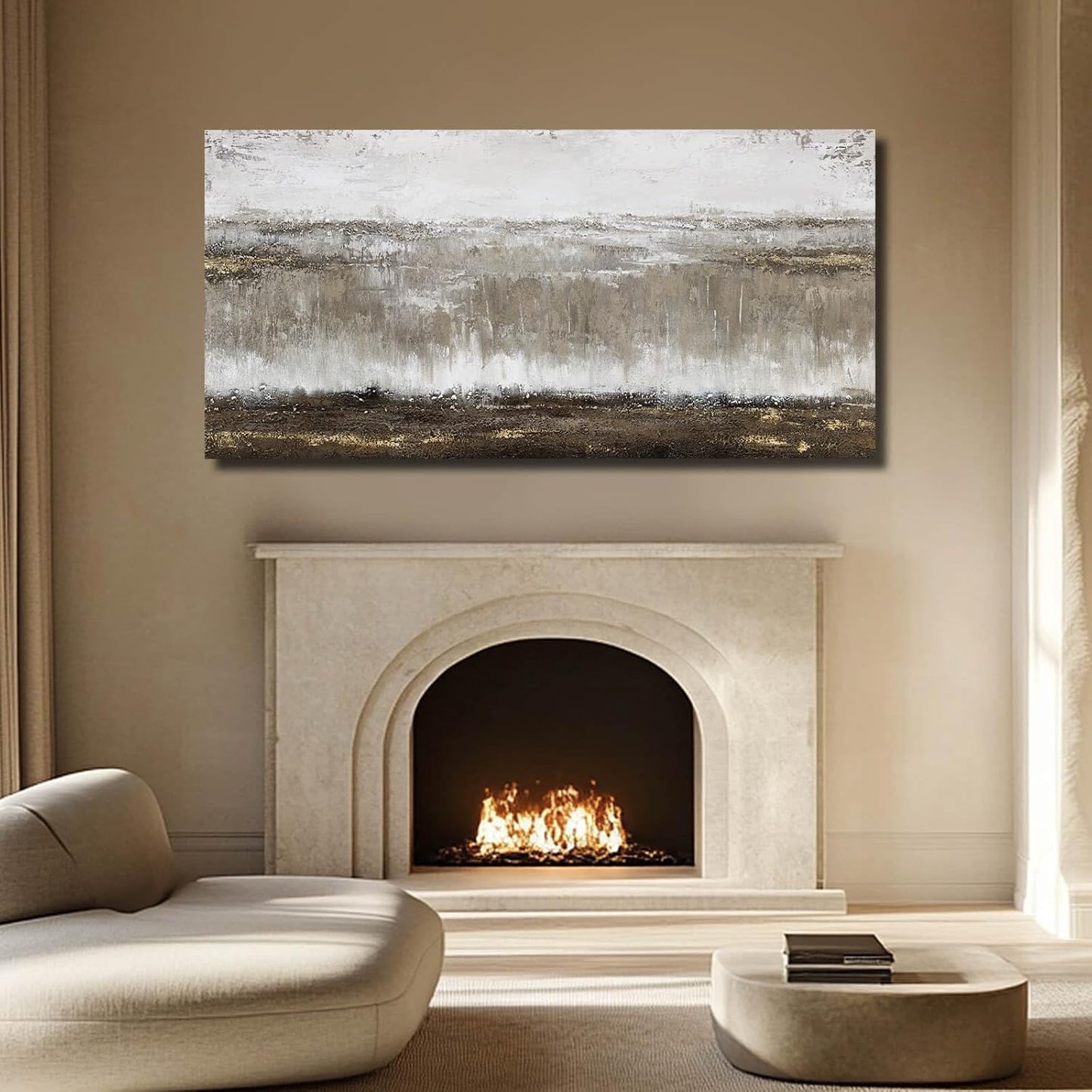 Canvas Wall Art - Abstract Wall Decor for Living Room - Grey Pictures Black and White Artwork for Walls Posters Aesthetic Office Home Bederoom Decorations 29x58 in