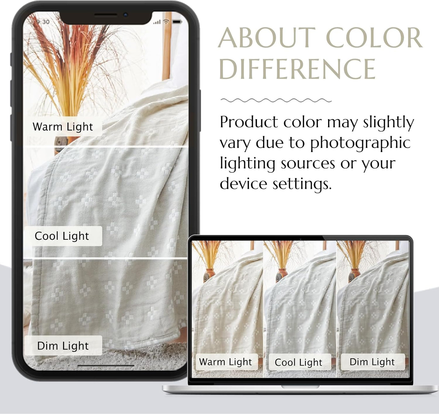 jinchan Boho 100% Cotton Blanket Muslin 50x60 Inches Lightweight 3-Layer Geometric Cross Pattern Reversible Quilt Throw Soft Breathable Comfy All Seasons for Couch Bed Decor, Light Grey