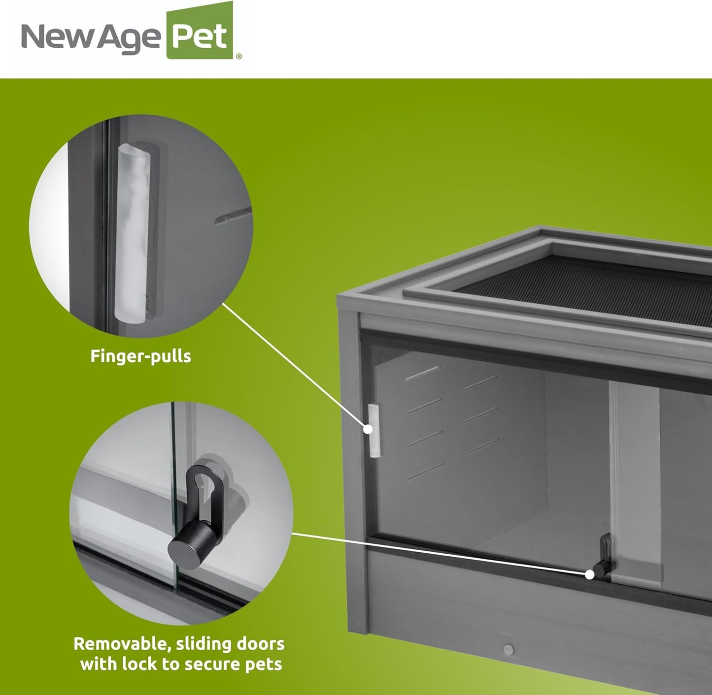 New Age Pet ECOFLEX 36" Mojave Reptile Lounge -Durable Wood Plastic Composite Habitat with Ventilation, Removable Glass Doors & Lock, Easy Assembly, for Tortoises, Snakes, Iguanas