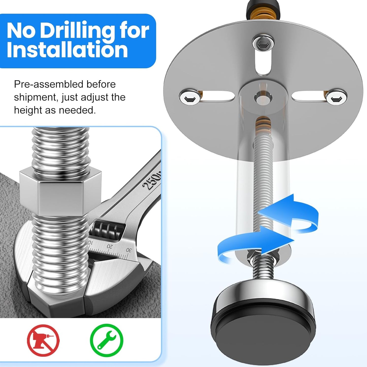 Garbage Disposal Support, Adjustable Spring Shock Absorber Bracket (7.48-10.62 inch (19-27cm)), Holds Up tp 440lbs, Stainless Steel Noise Reduction Installation Kit