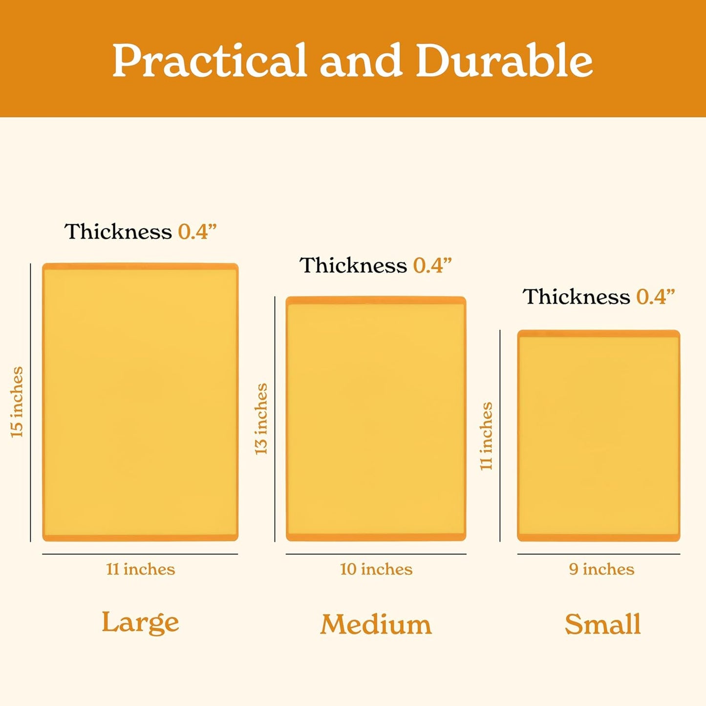 SMIRLY Plastic Cutting Board Set 3 Pieces, Non-Slip Dishwasher Safe Chopping Boards for Kitchen, Yellow