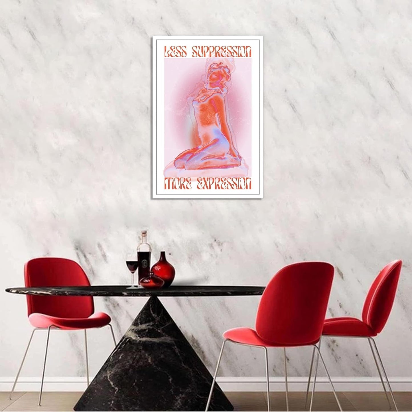 Spiritual Affirmation Art Poster Pink Woman Canvas Wall Art Aesthetic Pictures Sexy Woman Prints Painting Trendy Gradient Aesthetic Wall Decor Living Room Bedroom 12x16in Unframed