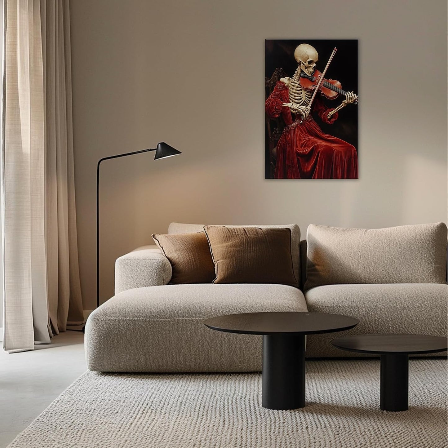 OAAPITI Gothic Skull Violinist Wall Art Macabre Musician Canvas Print Edgy Dark Art Vintage Halloween Decoration for Living Room Bedroom Home Wall Decor(Artwork-9,20"x30")