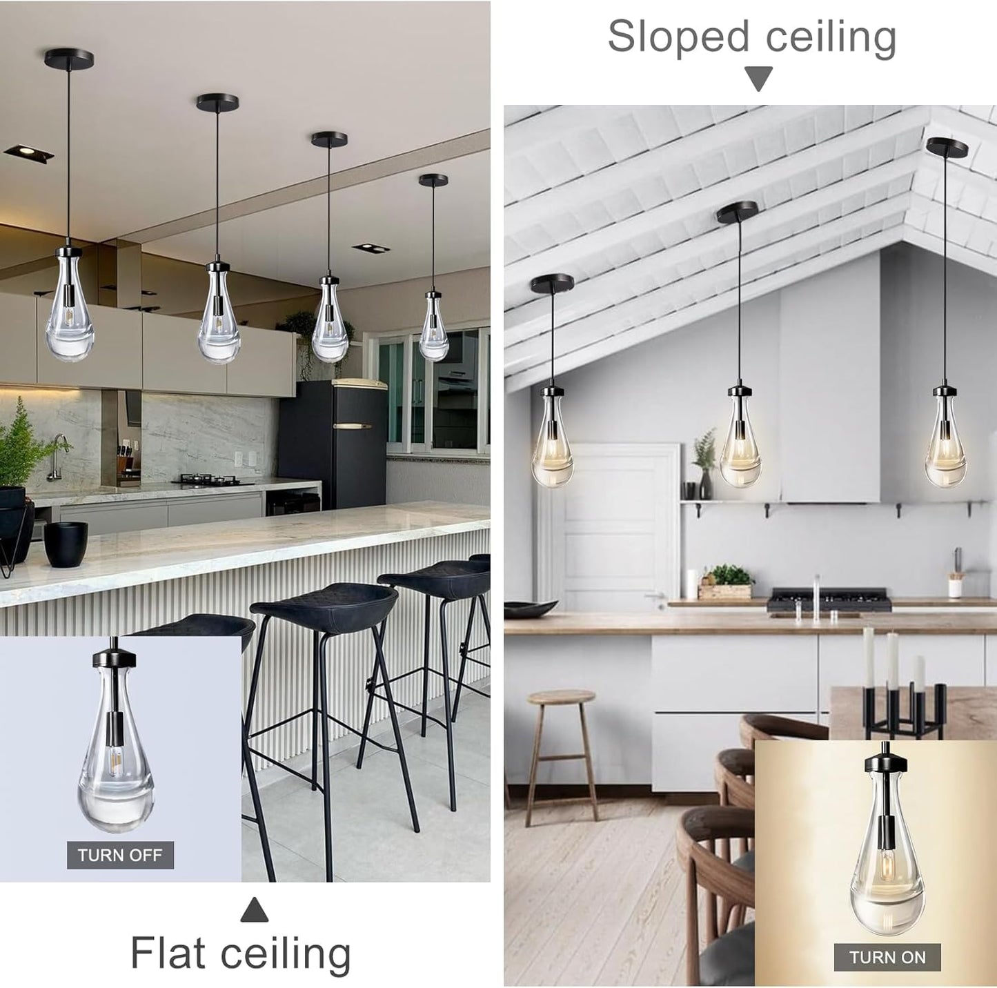 Modern Raindrop Pendant Lights, Pendant Lights for Kitchen Island, Black Brass Base Dining Room Light Fixtures, Interior Chandelier in The Living Room Hallway, Including Bulb