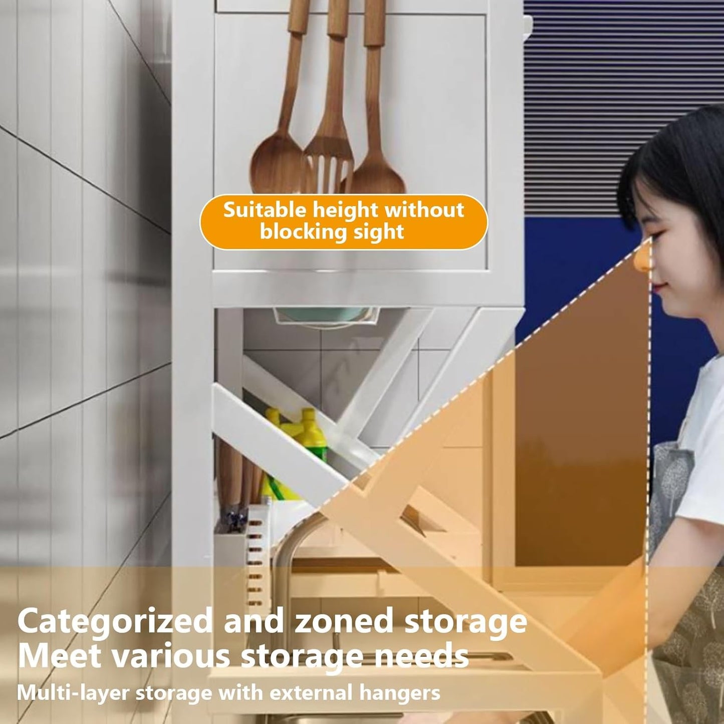 Kitchen sink rack dishwashing sink countertop dustproof cupboard storage multifunctional tableware storage drain rack double layer,KeepKitchen Sink Shlef Organized Space-Saving(Black,85cm/33.5in)