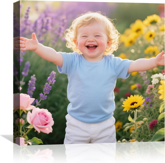 YUNART Ship Next Day - Custom Canvas Prints with Your Photos, Personalized Canvas with Pictures Print for Wall Art Bedroom, Customized Photo Gifts for Couple Men Women Mom Baby Dog Family - 10"x10"