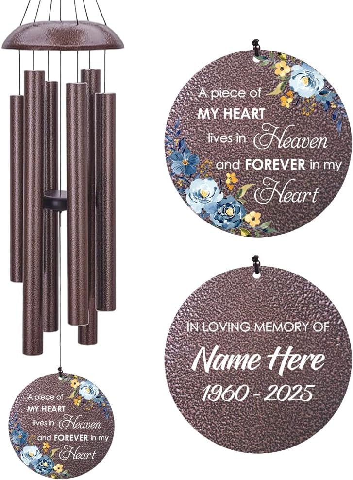 Personalized Sympathy Wind Chimes, Sympathy Gifts for Loss of Mom, Windchimes in Memory of a Loved One, Commemorative Sympathy Bereavement Gifts for Condolences/Funeral (36 inch)
