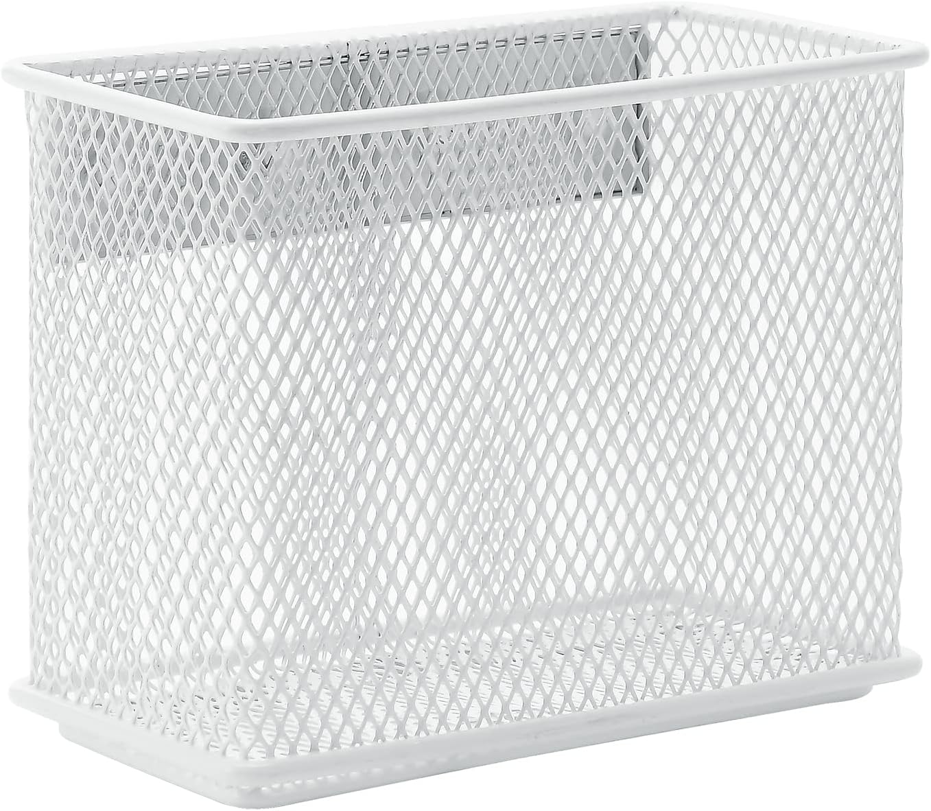 dedoot Magnetic Pencil Holder, Locker Pencil Holder Strong Magnetic Holder for Whiteboard Marker, 4.7x2.3x3.7inch Black Mesh Magnetic Holder for Fridge, Sponge, Recipe, Beverage,White