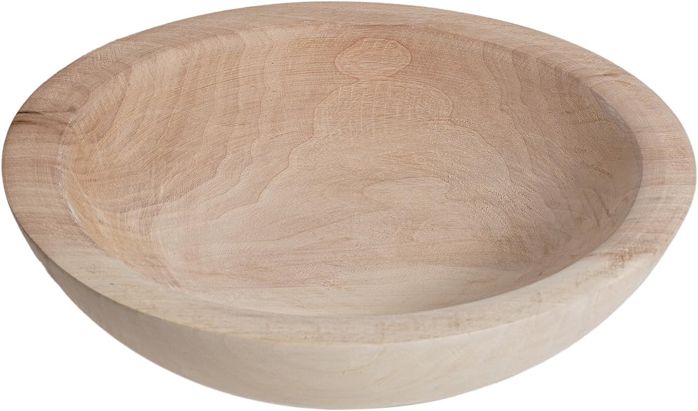 Hand Carved Wooden Decorative Bowl for Home Entryway Decor, Wood Centerpiece Bowl for Coffee Table Decor, Wood Dough Bowl for Farmhouse Decor (Natural)
