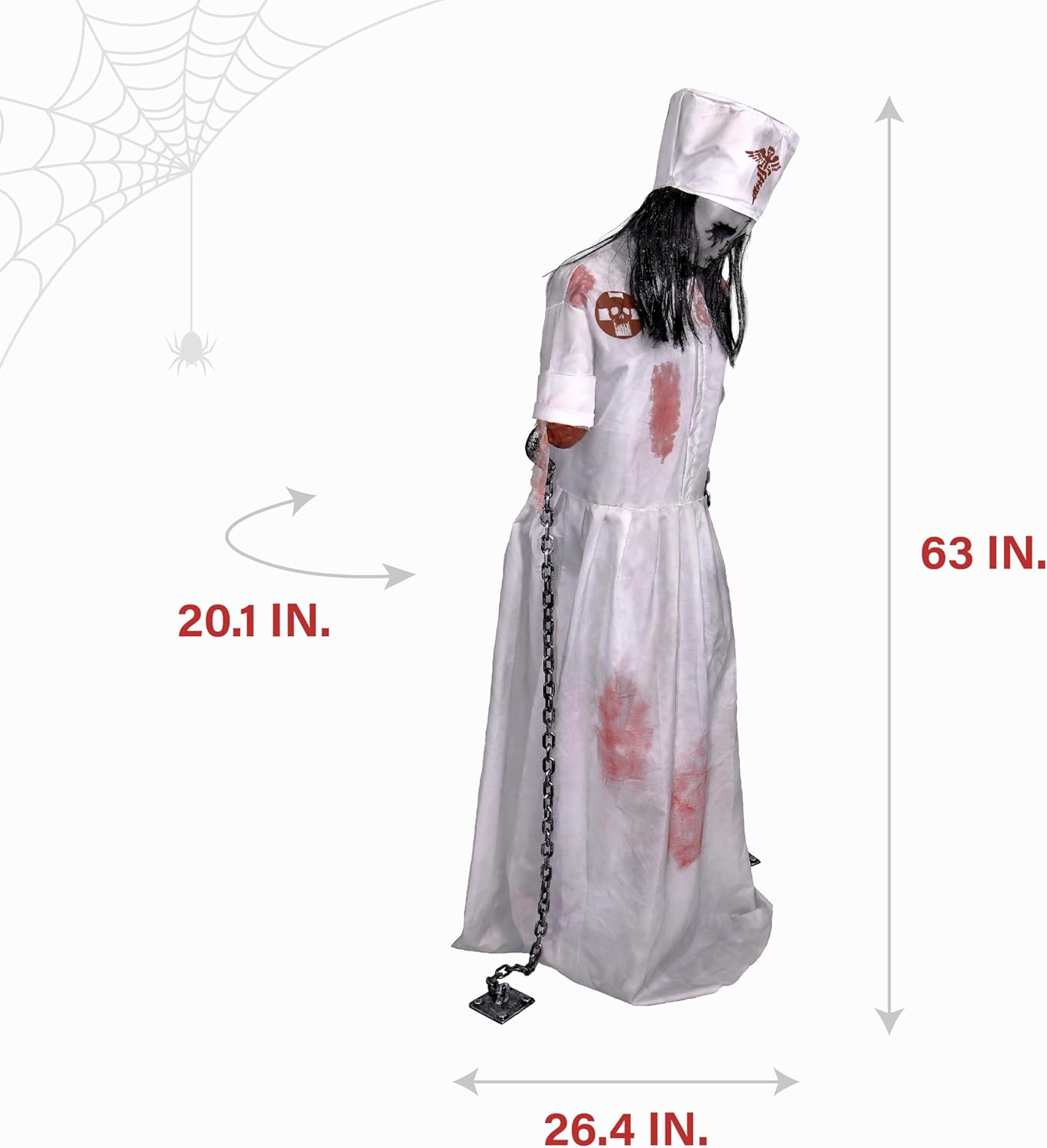 Haunted Hill Farm Life-Size Animatronic Convulsing Nurse by Tekky Halloween Decoration with Motion-Activated Sounds