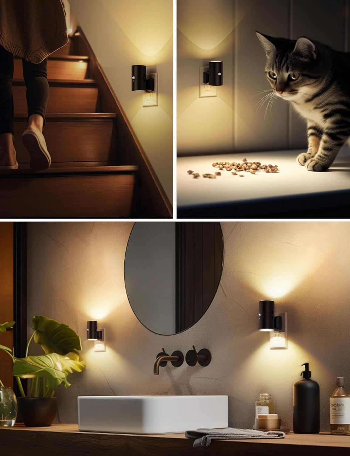 L LOHAS LED Motion Sensor Night Light Plug in, 2 Pack, Motion Activated Night Light, 0-100LM Dimmable, 3000K Soft White, Motion Sensor Light Indoor for Bathroom Hallway Bedroom Stairway Kids Elderly