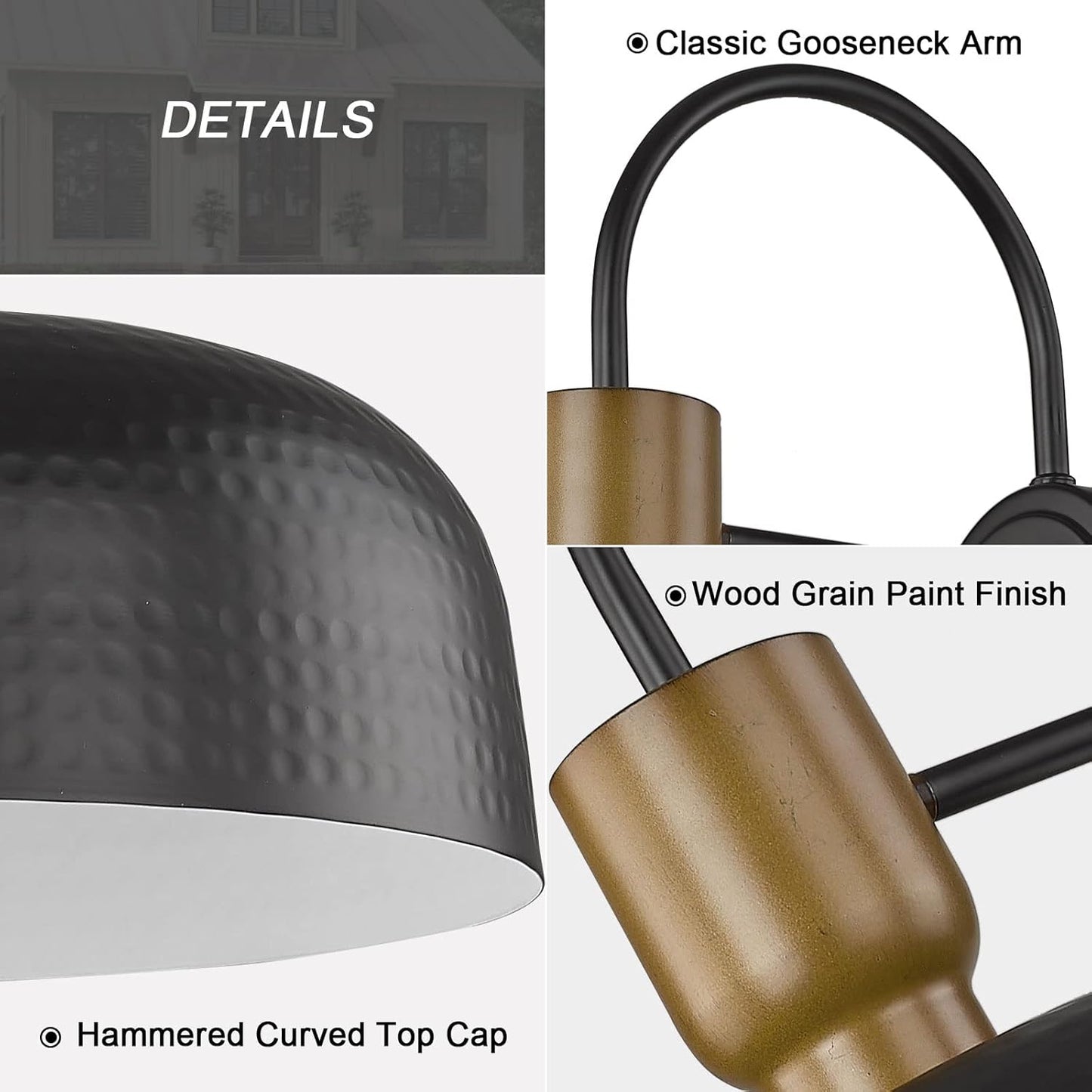 Outdoor Barn Light Gooseneck Barn Light, Farmhouse Exterior Wall Mount Light Vintage Wall Lighting Fixture Industrial Sconce Lantern for Porch, Entryway, Garage, Black, 1 Pack