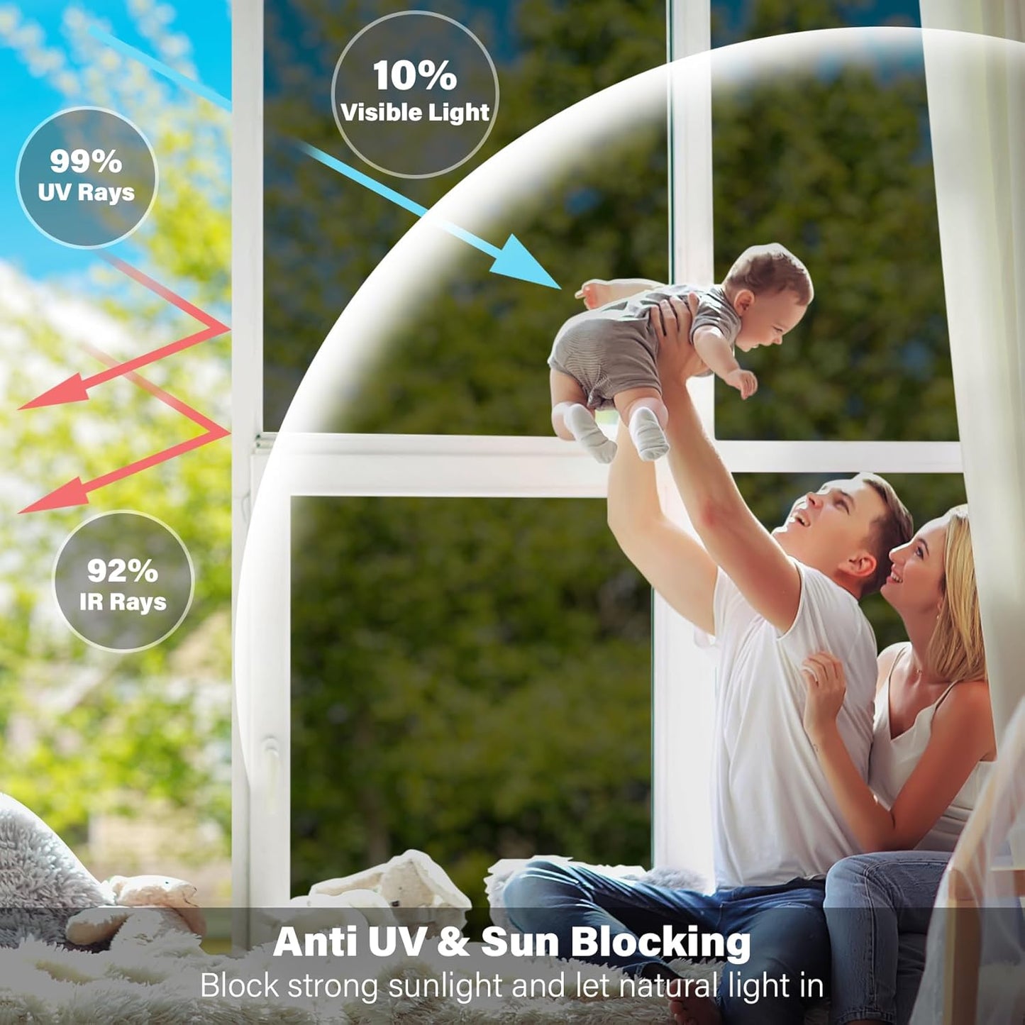 Kromapolis One Way Window Privacy Film Reflective Mirror Home Window Tint, Daytime Privacy Heat Control Anti UV Glass Tinting Static Cling (Black-Silver, 35.4 x 157.4 inch)