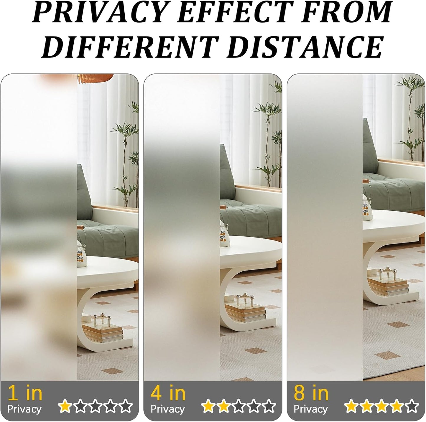 Window Privacy Film, Frosted Glass Static Cling Non-Adhesive Window Cover for Bathroom UV Sunlight Blocking Heat Control for Home Decorative Frosting Pure Matte White 35.4 x 157.4 Inches