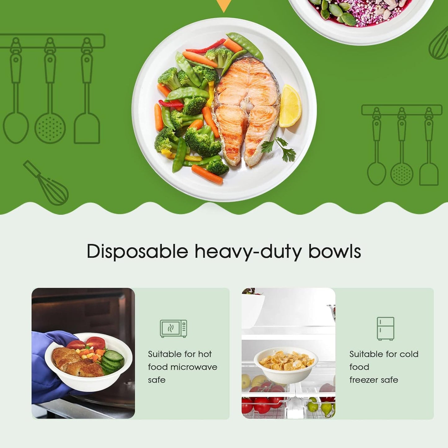 ECOLipak 150 Pack 12 oz Paper Bowls Disposable, Heavy-Duty Biodegradable Compostable Bowls Made of Natural Sugarcane Bagasse, Suitable for Salad, Dessert, Milk, Cereals