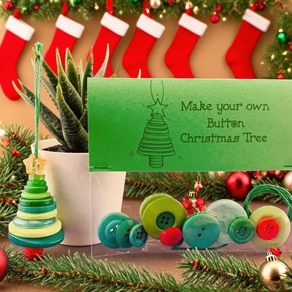 DIY Christmas Button Ornament Making Set - Snowman/Santa/Angel, Fun Holiday Craft Kit for All Ages, Ideal Xmas Tree Hanging Decor & Festive Gifts (D 8)
