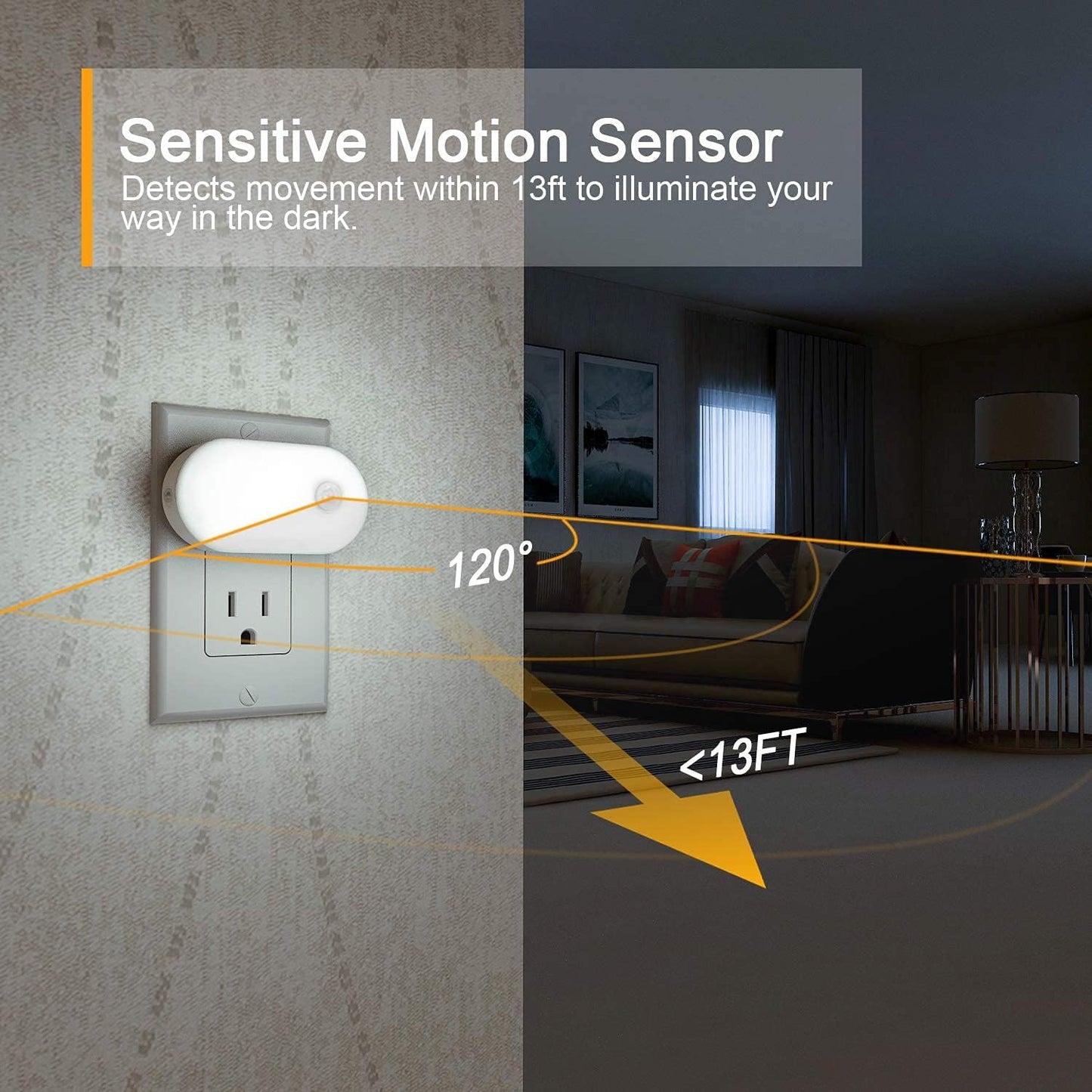 Lyridz Plug in Night Light with Motion Sensor, Smart Cool White LED Nightlights with 1-120LM Stepless Adjustable Brightness for Bathroom, Bedroom, Kitchen, Stairs, Hallway, 6 Pack