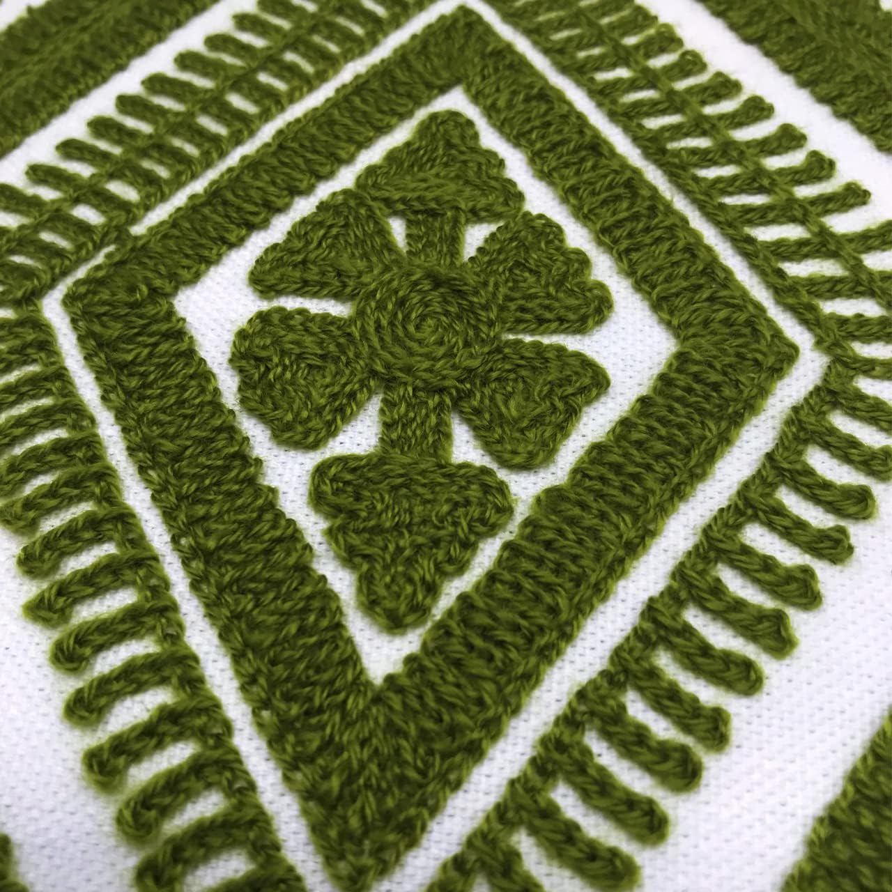 Alysheer Embroidered Decorative Throw Pillow Covers 18x18 inches Set of 2 Pieces, Boho Geometric Modern Chic Classic Pattern Cotton Cushion Cases for Sofa Couch Bed Living Room(Olive Green)