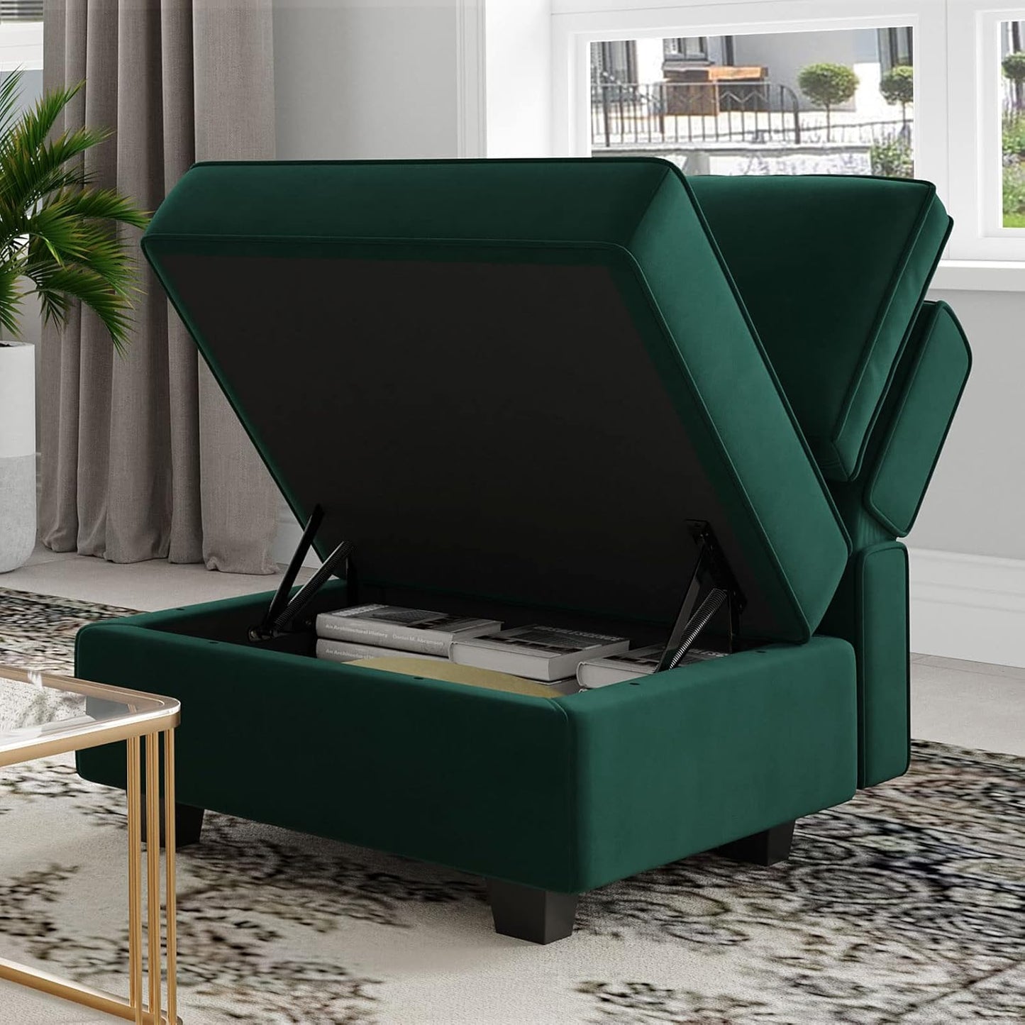 Belffin Modular Loveseat Sofa Couch with Storage Seats Velvet 2 Seater Love Seats for Small Spaces Green