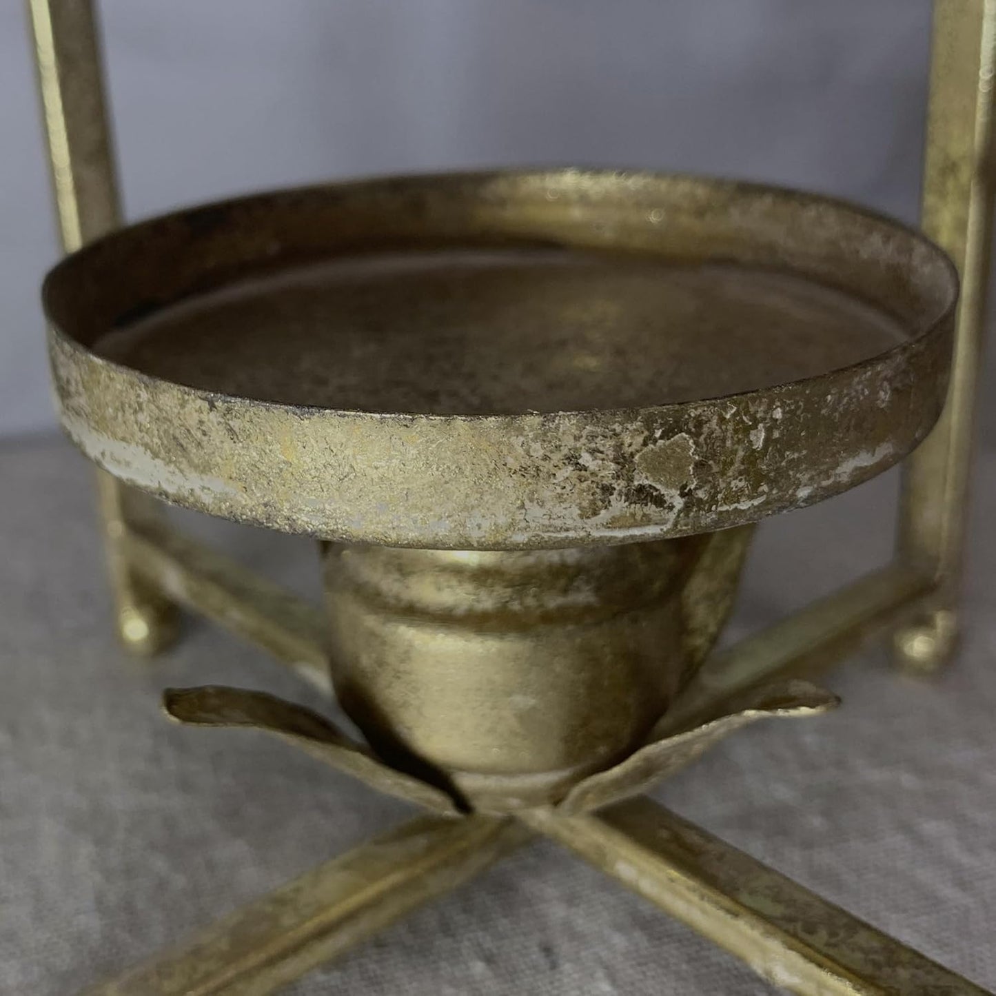 Large Tall Shabby Chic Lanterns Decorative Indoor Outdoor, Outside Gifts Front Porch Patio Vintage Metal Candle Holders, Fireplace Table Floor Farmhouse Rustic Decor Set of 2 (Antique Gold)