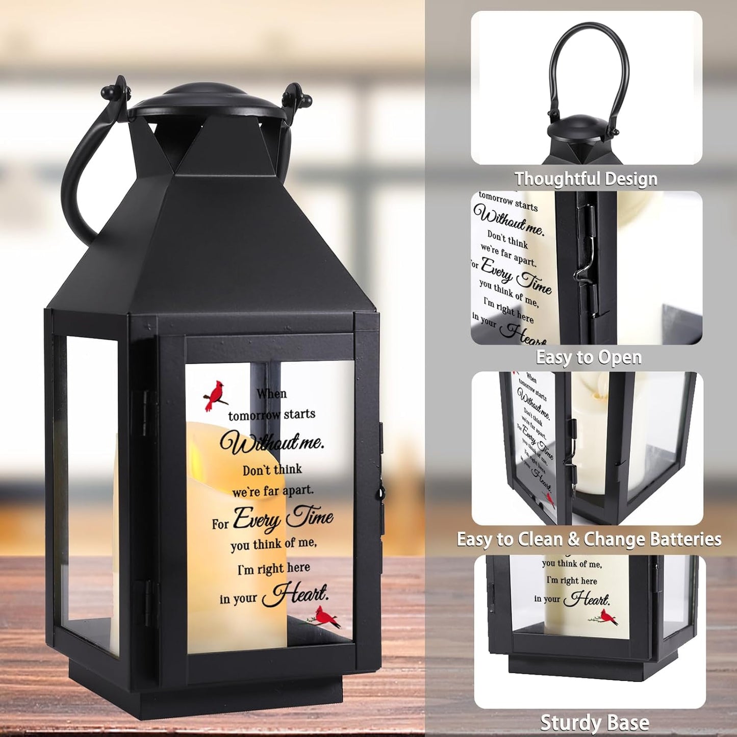 Memorial Lantern, Sympathy Gifts for Loss of Mom/Dad/Loved One, Bereavement Gifts, in Memory of Loved One Lantern,Celebration of Life, Memorial Gifts, Funeral Lantern,When Tomorrow Starts Without me