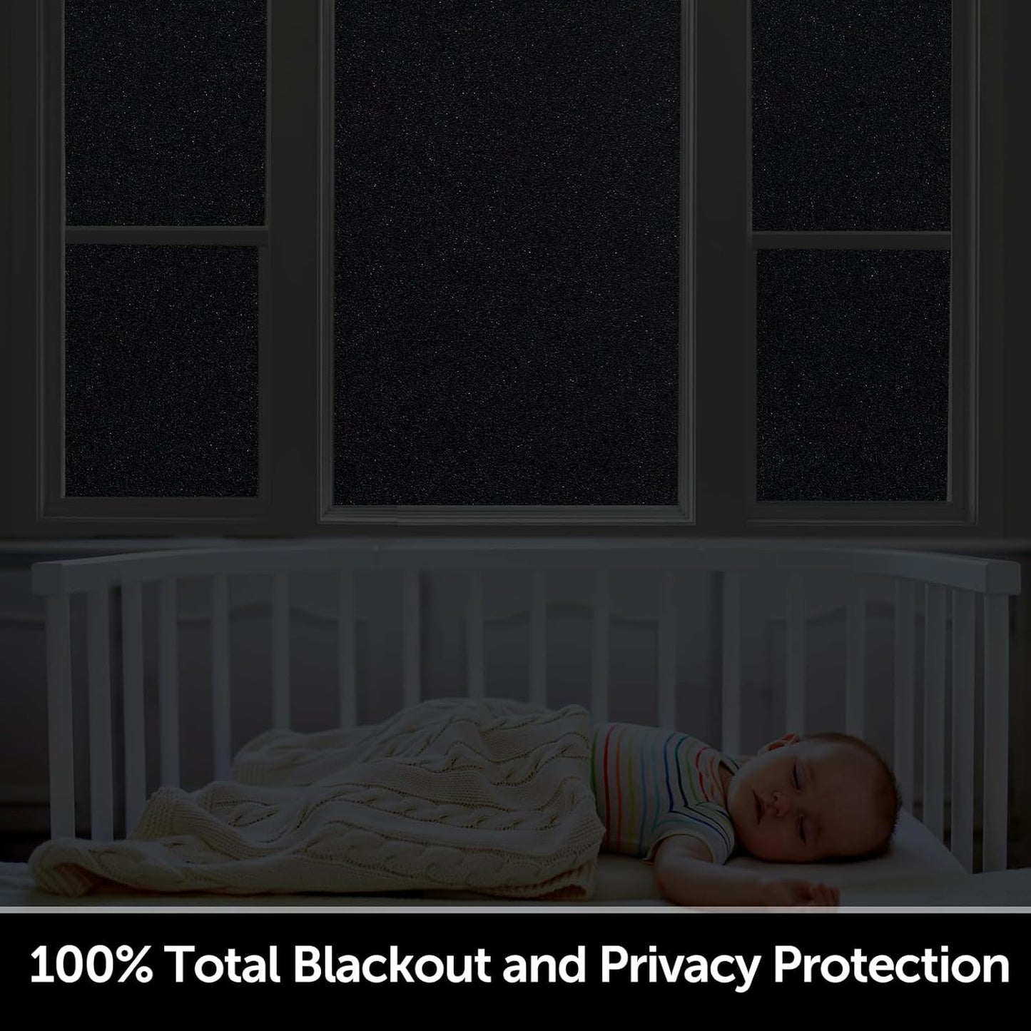 HIDBEA Blackout Window Film,100% Light Blocking Room Darkening Window Privacy Film,Frosted Glass Window Film Heat Control, Removable Window Cover Tint for Day Sleep (Black,17.3in x 13.1ft)