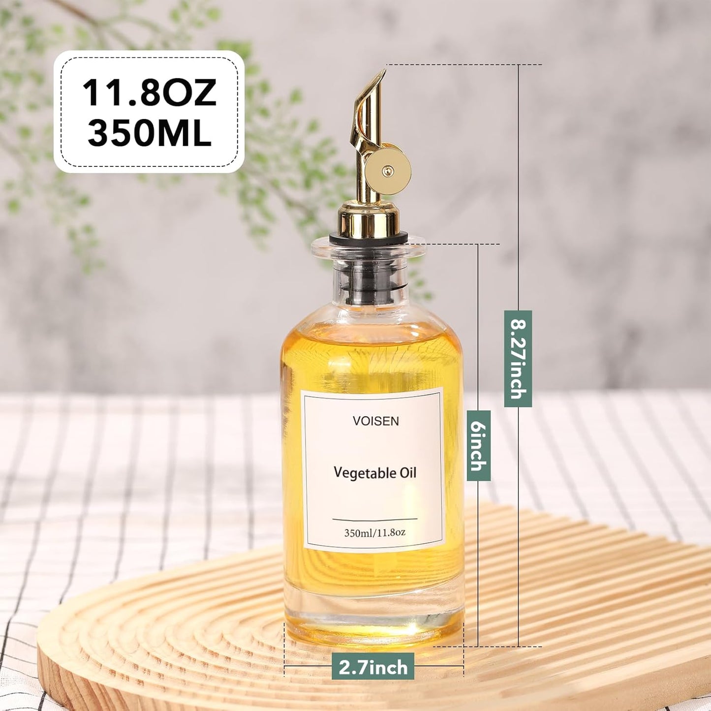 VOISEN Olive Oil Dispenser Bottle for Kitchen, Glass Oil Bottle Set of 6, Coffee Syrup Dispenser,Glass Oil Container with Metal Pourer,Funnel,56 Waterproof Labels