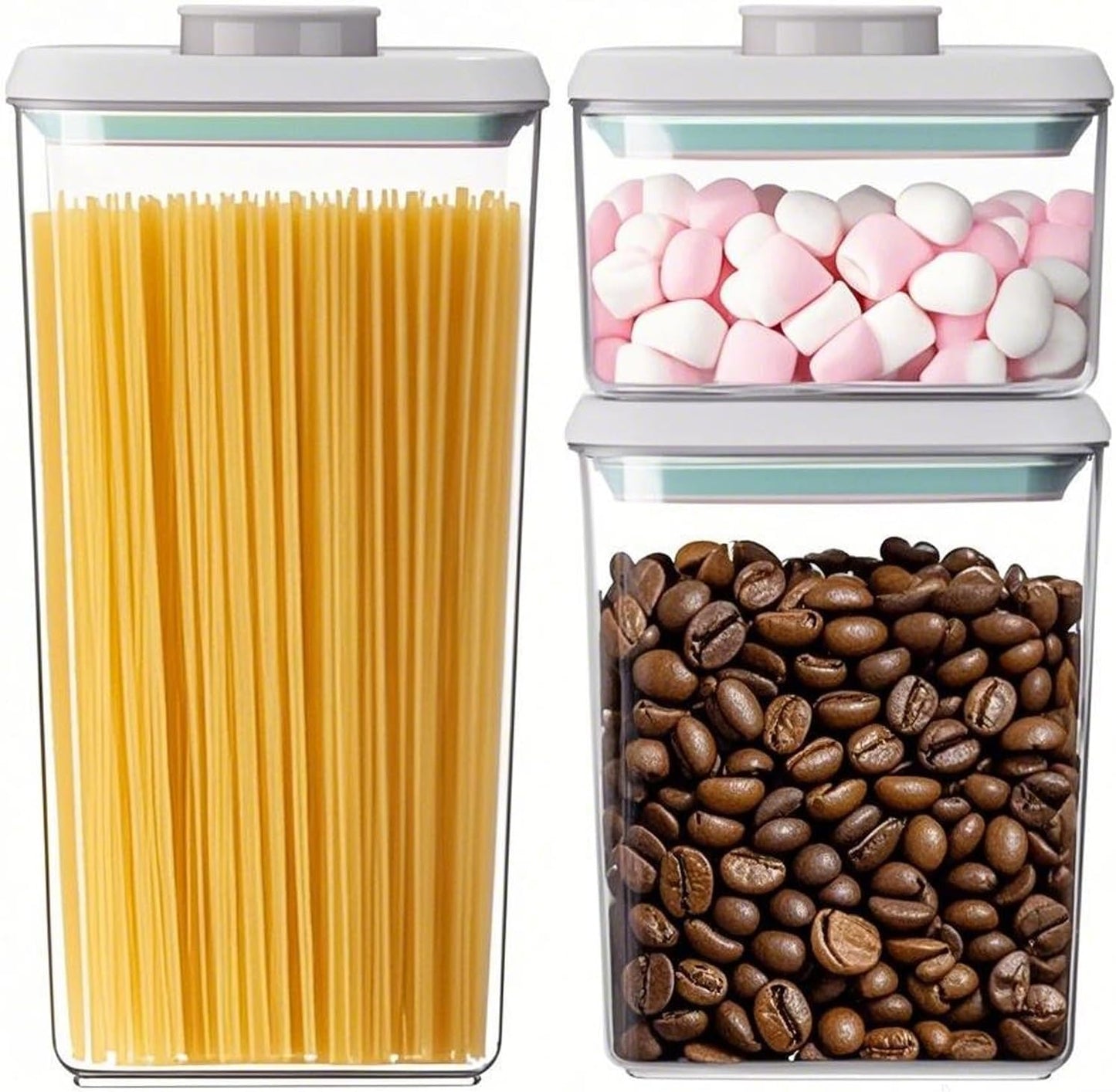 Pop Containers with Lids - Stackable Airtight Food Storage, Kitchen Pantry Storage Containers for Snacks Candy Salt Herbs Spices BPA-Free (500ML+1200ML+1800ML)