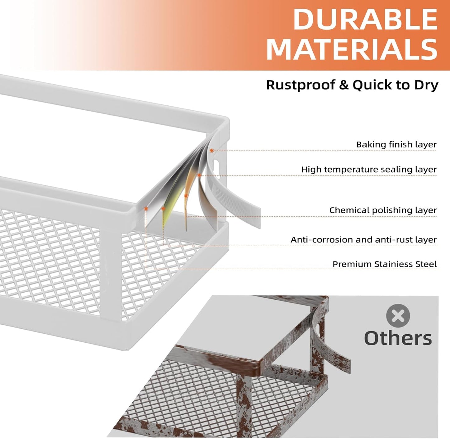 Spice Rack Wall Mounted, 4 Pack Pantry Door Organizer & Hanging Storage Baskets Organizer Wall Mount, Large Capacity Metal Spice Shelf for Kitchen Cabinet, Bathroom, Shower, Home Decor