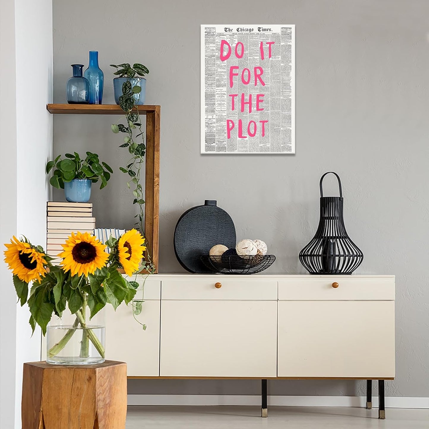 Liyark Retro Black And White Chicago Newspaper Poster Pink Trendy Preppy Apartment Art Motivational Affirmation Do It For The Plot Prints For Home Bedroom Living Room Wall Decor 24x36in Framed